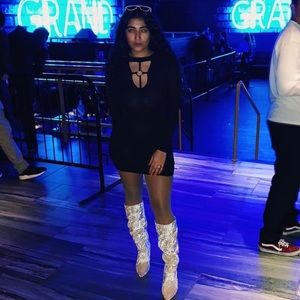 Black long sleeve dress with chest cut out